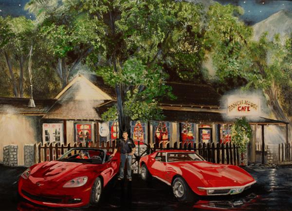 Man with two Corvettes